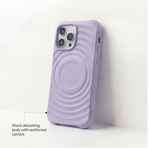 Image of amazon basics Shockproof Case for iPhone 15 Pro | Ripple Pattern | Camera Protection | Protective Cover with Enhanced Grip & Wireless Charging Support - Light Purple