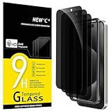 NEW'C 3 Pack Privacy for iPhone 15 Pro Max Screen Protector (6.7 inches), Anti-Spy Tempered Glass Film,Case Friendly Ultra Resistant, Balanced 28-Degree Privacy Angle-Easy installation tool included