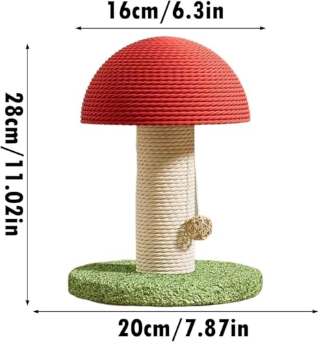 Image of Cat Toy Scratching Post with Roller Ball Track, Catnip Balls & Feather Teaser - Sisal Scratcher with Sturdy Base, Interactive Toy for Cat for Indoor- Mushroom Style