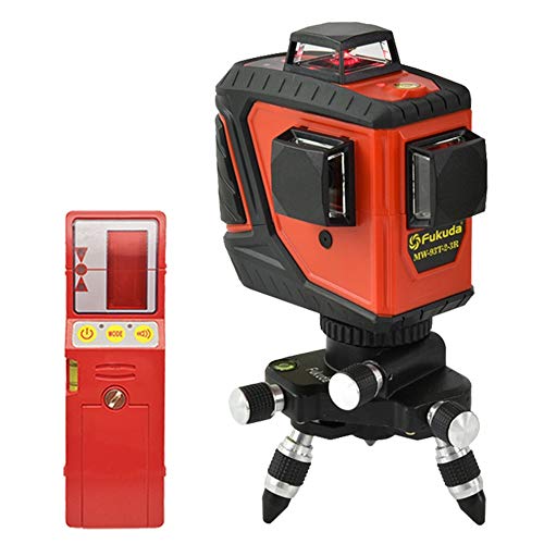 Fukuda 360° フルラインレーザー墨出し器セット 12ライン 3D 360°垂直*2・360°水平*1 MW-93T-2-3RD レーザー墨出し器 レーザーレベル 水平器(本体+受光器セット)