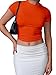 Dwnval Womens Sexy Basic T Shirts Summer Short Sleeve Crewneck Slim Fit Cute Crop Tops(Orange, S)