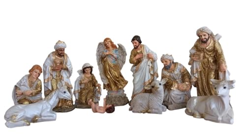 La mejor selección de Nacimientos los 5 mejores. 46 Genérico Set de Nacimiento Navideño, 11 Piezas, 30 cm de Alto, Decoración Navideña Nacimientos (Blanco)