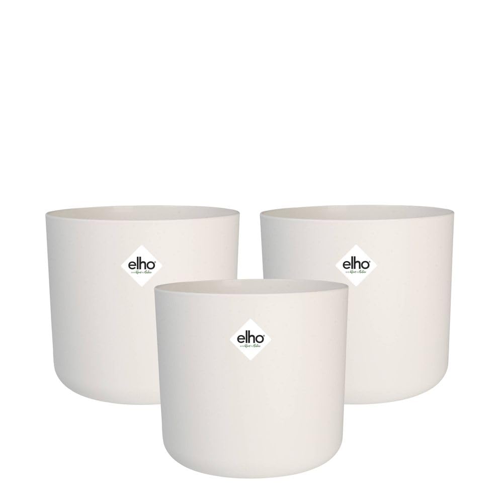 Elho White B.for Soft Round Plant Pots - Flower Pots Indoor - 100% Recycled Plastic - Set Of 3 - Ø 18 Cm