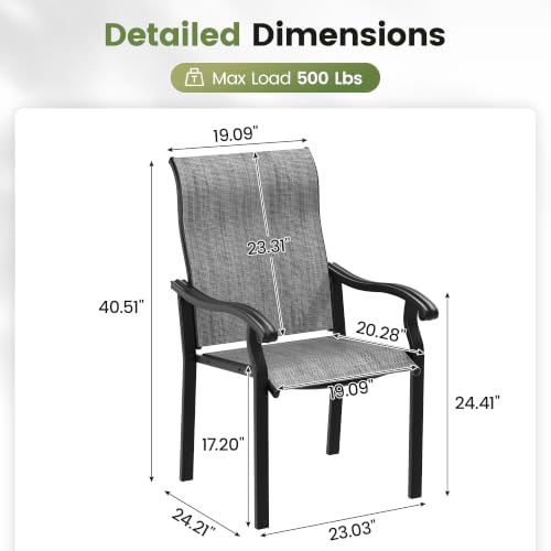 Image of UDPATIO Patio Dining Chairs Set of 2, Dark Grey