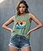 Vintage Summer Beach Graphic Tank Tops for Women Funny Sleeveless Workout Tops Hawaiian Travel Holiday Tee Shirts, Mint Green Large