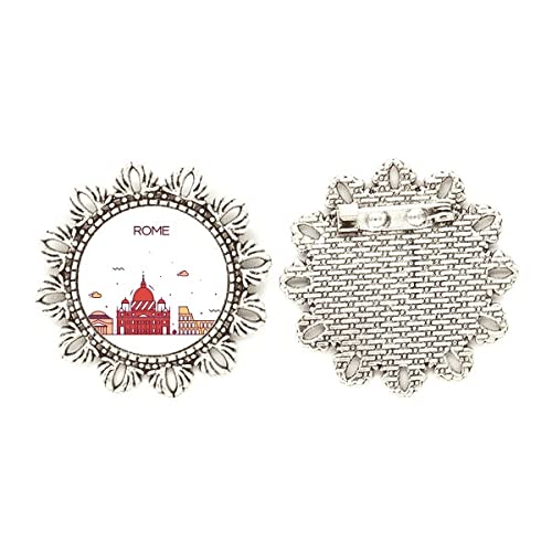Broche de plata flor de Roma remate elegante para ropa que no daña tejidos