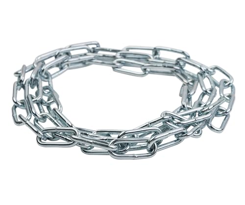Dörner + Helmer Rundstahlkette, 5mm Dicke, 2m Länge, Verzinkter Stahl, Langgliedrig, 125kg Tragkraft, Silber