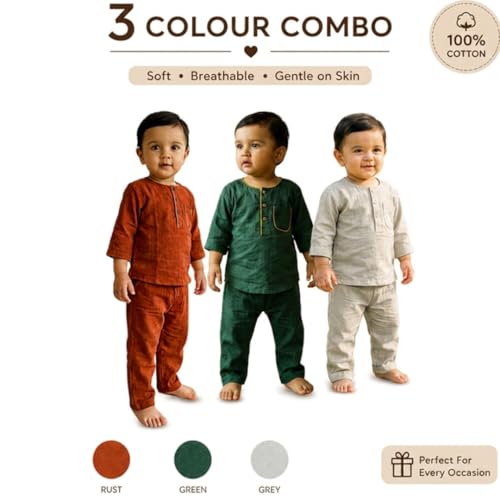 Image of Baby Boys Night Suit 3 /4 Sleeves Co-Ord Nightwear Set - Pure Cotton- Soft, Comfy & Perfect for Sleep Time