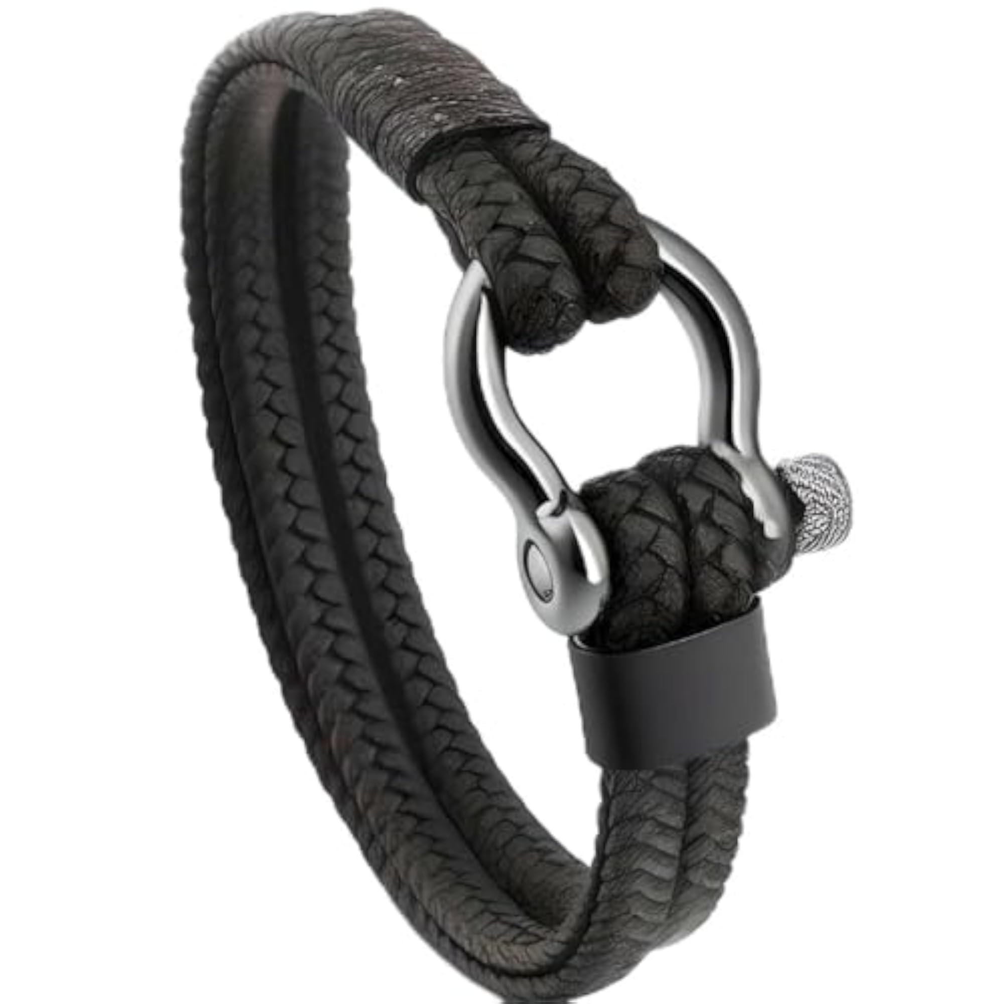 Genuine Leather Braided Bracelet with Stainless Steel Clasp