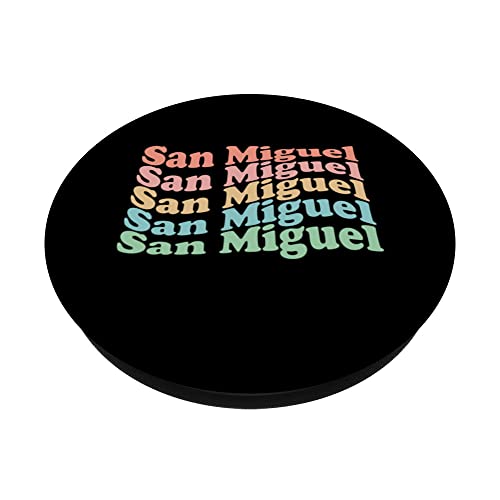 Vintage 70's El Salvador Hippie City - Retro San Miguel PopSockets Swappable PopGrip, Black - Image 2