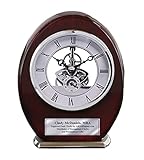 Engraved Oval Beacon Desk Table Clock Wood Silver Davinci Clock Anniversary Wedding Retirement...