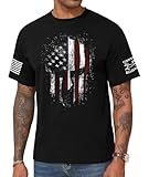 KESIHAN Men's USA Flag Graphic T Shirts American Spartan Patriotic Shirts for Men Punisher Shirt