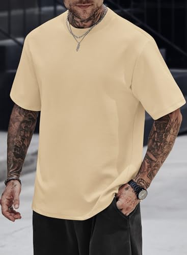 Image of Herberton Mens Oversized T-Shirts Heavyweight Cotton Stretch Fashion Thick Tee Tops (S-3XL)