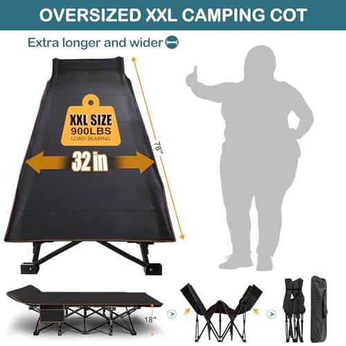 NAIZEA Oversized XXL Folding Camping Cot for Adults, Heavy Duty Outdoor Bed with Carry Bag, Portable Sleeping Bed for Outdoor Travel Camp Beach Vacation - Thumbnail 6