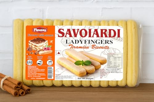 Image of Flavoma Savoiardi Ladyfingers Italian Biscuits, 200g (24 pcs Inside) || Traditional Italian Dessert Making, Savoiardi Style || Authentic Italian Recipe • Soft & Crunchy Texture • Ideal for Tiramisu, Desserts