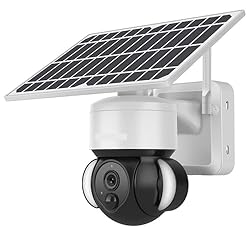 Cámara de Seguridad para Exteriores Cámara IP Sola...: Panel solar de 8W, carga solar eficiente*Cuando la cámara de seguridad está conectada al panel solar de 6W for funcionar, la batería puede durar 365 días, también funciona incluso con luz solar*El panel solar puede proporcionar energía continua for l...