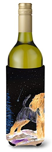 Caroline's Treasures SS8464LITERK Starry Night Welsh Terrier Wine Bottle Hugger Bottle Cooler Sleeve Hugger Machine Washable Collapsible Insulator Beverage Insulated Holder