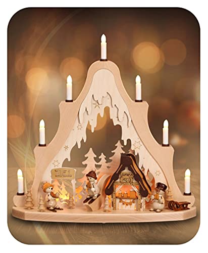 Décoration de Noël Après-Ski en bois avec scène d'hiver 53cm