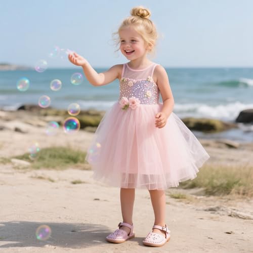 Image of Girls Dress Sandals Comfy Hook and Loop Summer Shoes for Toddlers