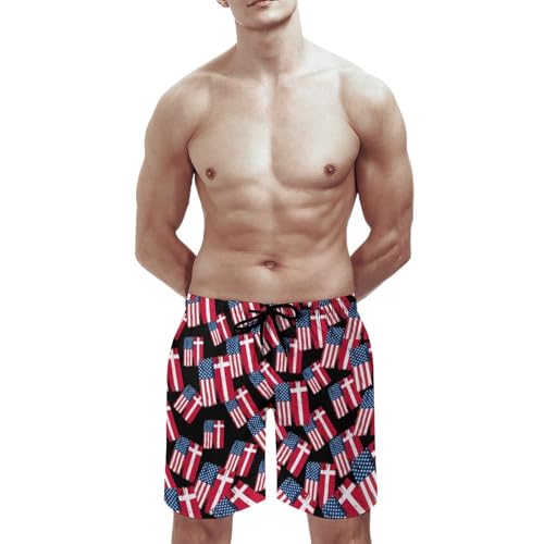 Dermark USA Flag Mens Swim Trunks Quick Dry Beach Swimming Shorts with Mesh Lining and Pockets2
