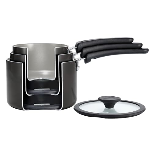 Image of Tramontina Ceramic Non Stick 6-Piece Nesting Sauce Pan Set - Dark Gray