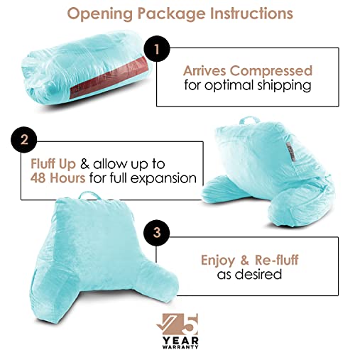Image of Nestl Reading Pillow with Shredded Memory Foam, Designed for Sitting Up in Bed and Couch, Back and Arms Adjustable Support for Adult & Teens Backrest Pillows for Reading with Washable Cover Light Blue