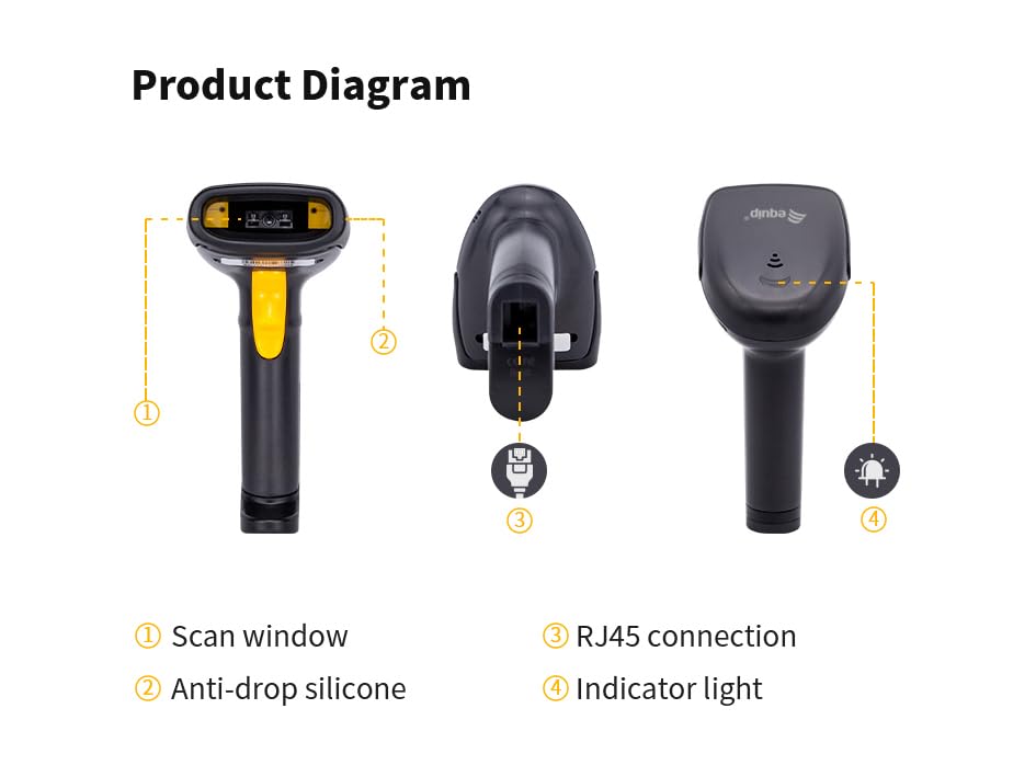 Lecteur de codes-barres USB 1D Equip de haute précision matérielle avec socle ergonomique - 5