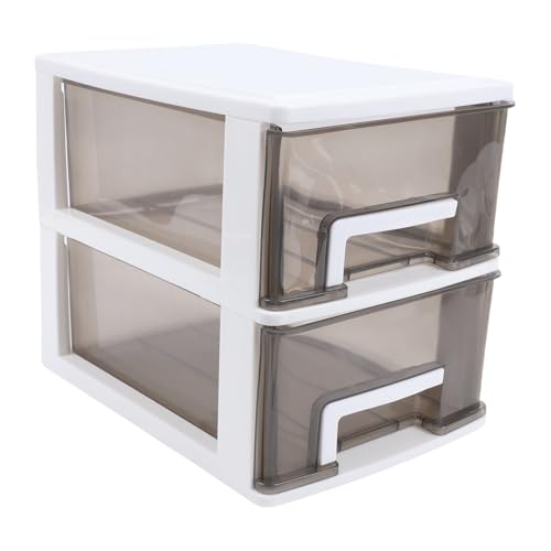 Bewinner Organiseur de Bureau avec 2 Tiroirs, Boîte de Rangement Transparente Empilable pour la Maison, le Bureau, le Dortoir, Taille Moyenne, Cadre Noir, Aucun Assemblage Requis (Taille moyenne 2