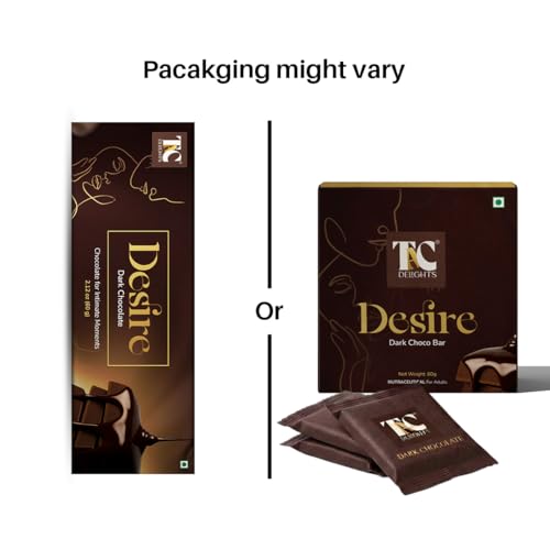 Image of TAC Delights Desire Dark Chocolate for Couples | Premium Chocolate Bar for Intimate Moments | Helps Improve Mood & Connection for Men & Women | Couples Chocolate Gift Pack (1 Box)