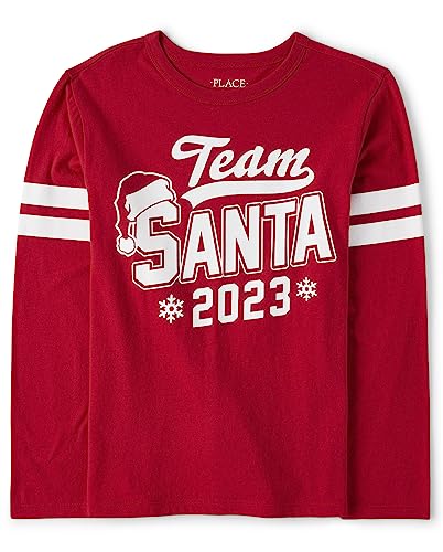 The Childrens Place Unisex-Baby Long Sleeve Christmas Graphic T-shirt Team Santa Small