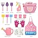 CUTE STONE Kids Gardening Set, Garden Toys with Metal Kids Rake, Shovel, Trowel, Watering Can, Gloves, Tote Bag, Gardening Kit for Toddlers, Outdoor Playset Spring Summer Toys for Girls Boys