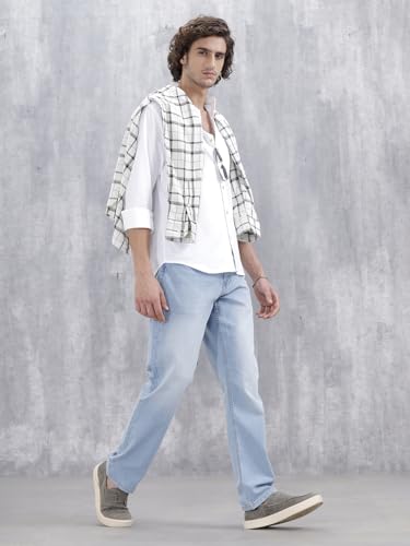 Image of WROGN Men's Anti Fit Jeans | 100% Cotton | Solid | Relaxed Casual Denim
