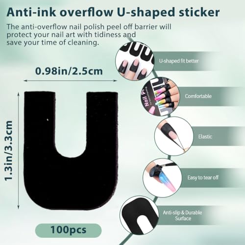 LAKPYN 100 Stück Nagellack Schablone, Nail Painting Guide, Nägel Edge Hautbarriere Kit, Nail Art Lackschutz Spitzenschutz, Nagelkunst Grundlegendes Werkzeugzubehör, Schwarz