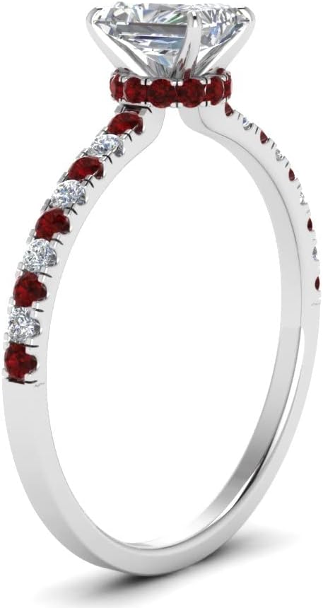Choose Your Gemstone Radiant Shape 925 Sterling Silver Halo Engagement Ring Lightweight Office Wear Everyday Gift Jewelry Hidden Halo Petite Diamond CZ Ring : US Size 4 to 12