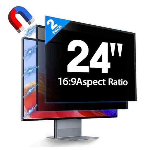 JEAPKA 2 Pack Hidden Design Magnetic Computer Privacy Screen 24 inch, Removable Screen Filter for Frameless Monitor 16:9 Widescreen, Anti Blue Light Privacy Shield, Anti-Glare Protector