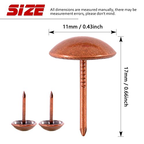 Hilitchi 200-Pieces 7/16''(11Mm) Antique Tacks Nail Pins Upholstery Nail Tacks Furniture Thumb Tack Pins Assortment Kit (Red Copper) #TOP1