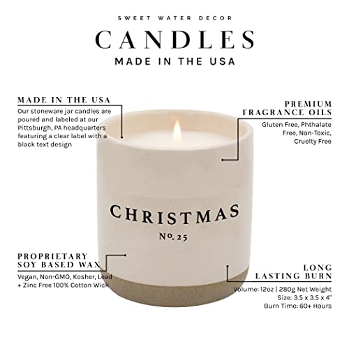 Sweet Water Decor Christmas Soy Candle | Apple Cider, Cinnamon, Fresh Cut Christmas Tree, Cookies And Cloves Scented Candles For Home | 12Oz Cream Stoneware Jar, 60+ Hour Burn Time, Made In The Usa #TOP7