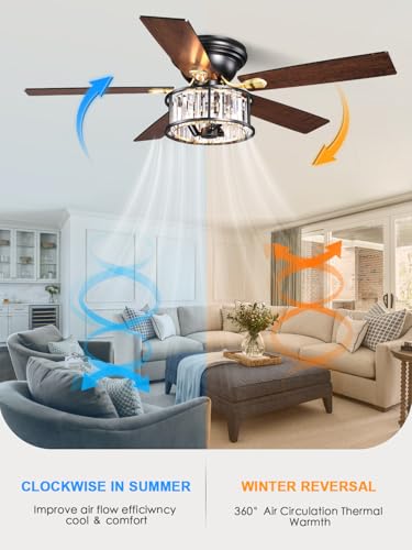 Image of 52 inch Flush Mount Ceiling Fan with Light Remote Control
