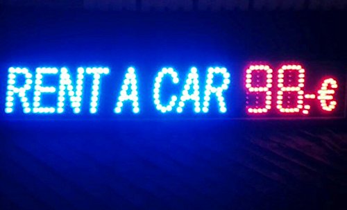 Preisvergleich Produktbild LED SCHILD RENT A CAR XXL 62x40x4cm