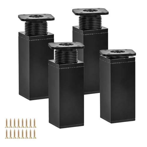 TCHOSUZ 4 patas para muebles, 10-12 cm, patas ajustables en altura para cómodas, sofás, armarios, camas, televisores, armarios de baño, pedestales de mesa - patas ajustables de aluminio (10-5 pulgadas