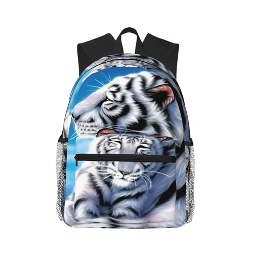 Mochila para laptop EdWal de negocios con diseño de tigre blanco para ordenador de 15.7 pulgadas