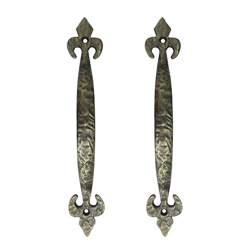 Adonai Hardware "Nethaniah Antique Cast Iron Cabinet Pull Handles (9" x 2 Pack, Antique Brass) for Vintage Wooden Barn Doors, Gates, Closets, Furniture, Drawers, Cupboards, Wardrobes and Sheds