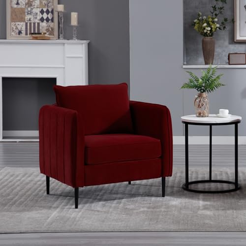 Zentrava Wine Red Accent Chair for Living Room, Modern Upholstered