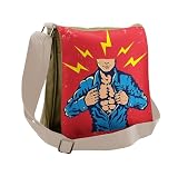 Lunarable Super Hero Messenger Bag, Muscled Strong Man Brave, Unisex Cross-body