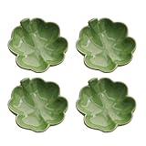 Photo Gallery wait fly vassoio in ceramica a forma di quadrifoglio, vassoio per gioielli, vassoio per anello portachiavi, decorazione per la casa, colore verde, 4 pezzi Photo Gallery wait fly vassoio in ceramica a forma di quadrifoglio, vassoio per gioielli, vassoio per anello portachiavi, decorazione per la casa, colore verde, 4 pezzi