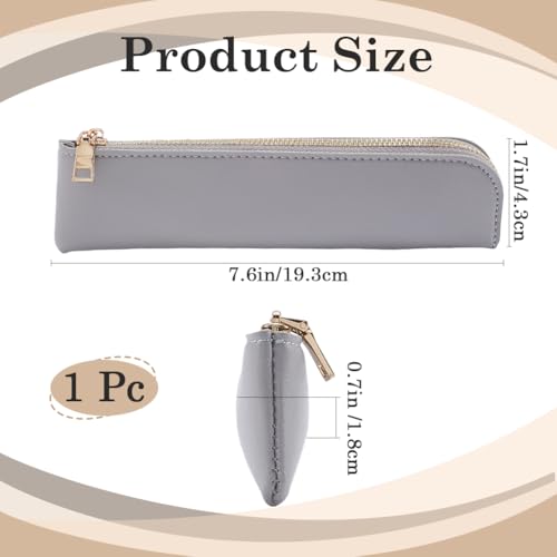 Image of GORGECRAFT PU Leather Case Slim Design Soft Small Aesthetic Pouch Solid Color Portable Zipper Cosmetic Bag Storage Bag for Markers Gifts (Dark Gray)