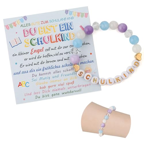 Yritioa Geschenke Zur Einschulung,Geschenk Einschulung Mädchen,Schulkind Armband,Schutzengel Schulanfang,Schulkind Geschenk,Einschulungsgeschenk