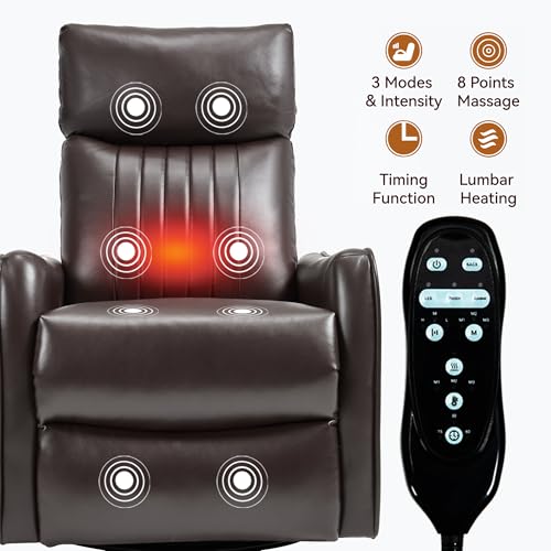 Sillón masaje reclinable piel sintética marrón miniatura 7
