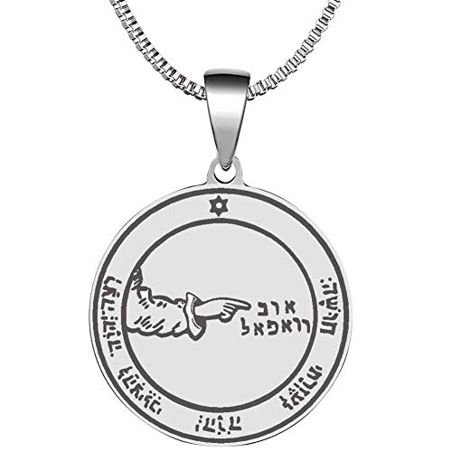 Detailed Engraved Third Pentacle of Moon for Protection Stainless Steel Polished Talisman Pendant Necklace