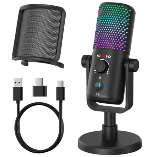 Microphone USB de jeu avec bouton muet et prise casque pour streaming